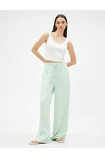 Koton Wide Leg Trousers with Pockets Tie Waist