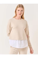 Jimmy Key Beige Long Sleeve Crew Neck Sweatshirt