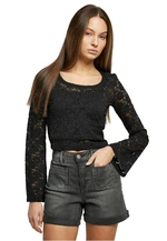 Women's Cropped Lace Longsleeve Black