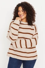 Trendyol Curve Stone Striped Off Shoulder Knitwear Sweater