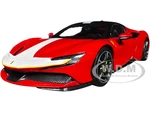 Ferrari SF90 Stradale Assetto Fiorano Red with White Stripes "Signature Series" 1/18 Diecast Model Car by Bburago