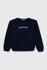 Dětská bavlněná mikina United Colors of Benetton tmavomodrá barva, s potiskem