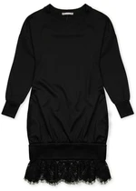 Sweatshirtkleid mit Spitze Schwarz