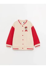 LC Waikiki LCW Baby College Collar Long Sleeved Minnie Mouse Printed Bomber Jacket for Baby Girl