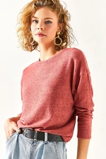 Olalook Women's Dry Rose Crewneck Bat Soft-textured Blouse