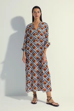 DEFACTO Breath Istanbul X Patterned Long Sleeve Beach Dress