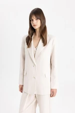 DEFACTO Relax Fit Jacket Collar Linen Blend Blazer Jacket