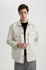 DEFACTO Oversize Fit Polo Neck Twill Shirt