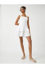 Koton Strappy Mini Ruffle Cotton Dress