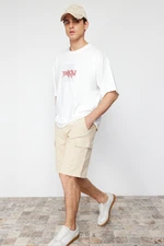 Trendyol Stone Relaxed Cut Denim Jeans Shorts with Cargo Pocket & Bermuda