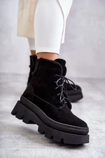 Suede warm lace-up shoes Black Elisabeth