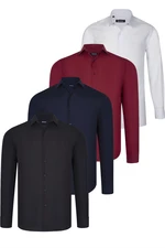 QUAD SET G726 DEWBERRY SHIRT-BLACK-WHITE-NAVY BLUE-BURGUNDY