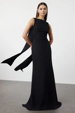 Trendyol Black Fitted Woven Long Evening Dress & Graduation Dress