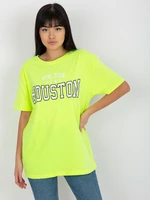 Fluo yellow loose women's T-shirt with print