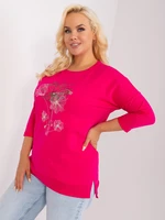 Women's cotton blouse fuchsia size plus