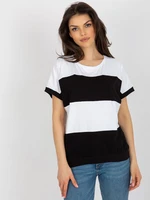 Basic black and white striped cotton blouse