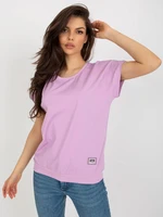 Light purple basic blouse with a round neckline