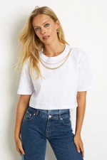 Cool & Sexy Women's White Chain Accessory Short T-Shirt HT109