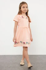 Trendyol Pink Girl's Baby Collar Floral Patterned Knitted Dress