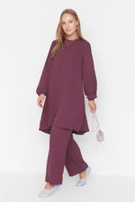 Trendyol Plum Sleeve Elastic Wide Leg Aerobin Tunic-Pants Woven Set