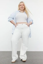 Trendyol Curve White High Waist Wide Leg Denim Trousers