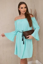 Dress with a mint drawstring at the waist