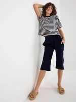 Navy blue and white basic summer set with a striped tee