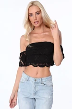 Black top with straight neckline