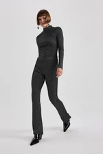 DEFACTO Spanish Leg Normal Waist Glitter Fabric Basic Straight Trousers