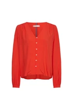 Tommy Hilfiger Blúzka - VISCOSE V-NK REGULAR BLOUSE červená