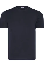 T8569 DEWBERRY BIKE COLLAR MENS T-SHIRT-PLAIN NAVY BLUE