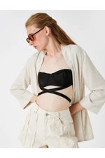 Koton Short Kimono Long Sleeve Linen Blend