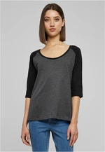 Women's 3/4 Contrast Raglan T-Shirt Coal/Black