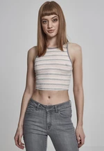 Women's Rib Stripe Cropped Top Pink/White/Grey