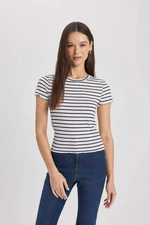 DEFACTO Fitted Crew Neck Striped Short Sleeve T-Shirt