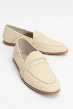 LuviShoes F05 Women's Flats in Ecru-Beige Skin and Genuine Leather.