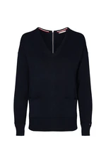 Tommy Hilfiger Sveter - NOLAA V-NK ZIP SWT LS modrý