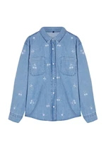 Trendyol Light Blue Floral Embroidered Denim Shirt