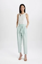 DEFACTO Paperbag Pocket High Waist Short Leg Ankle Length Gabardine Trousers