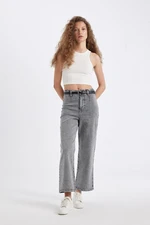 DEFACTO Culotte High Waist Short Wide Leg Jean Washed Trousers