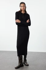 Trendyol Black Braided Polo Neck Knitwear Dress