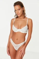 Trendyol White Lace String Strap Underwire Capless Knitted Lingerie Set