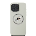 Zadní kryt Karl Lagerfeld Liquid Silicone K&CH Heads MagSafe pro Apple iPhone 16 Pro Max, beige