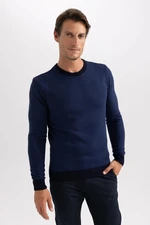 DEFACTO Navy Blue Standard Fit Regular Cut Crew Neck Knitwear Sweater