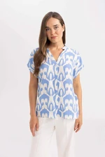 DEFACTO Regular Fit Crew Neck Patterned Short Sleeve Shirt