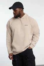 Trendyol Beige Oversize/Wide Cut Raglan Sleeve Hooded Plus Size Sweatshirt