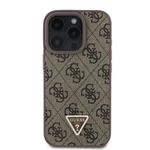 Zadní kryt Guess PU 4G Strass Triangle Metal Logo + Crossbody popruh pro Apple iPhone 16 Pro, hnědá