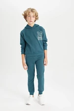 DEFACTO Boy Printed Hooded Sweatshirt Elastic Waist Jogger Tracksuit Bottoms 2-Piece Set