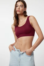 Trendyol Claret Red Seamless/Seamless Underwireless Cupless Bralette Knitted Bra