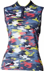 Callaway Womens Sleeveless Multi-Colour Camo Peacoat XS Polo-Shirt